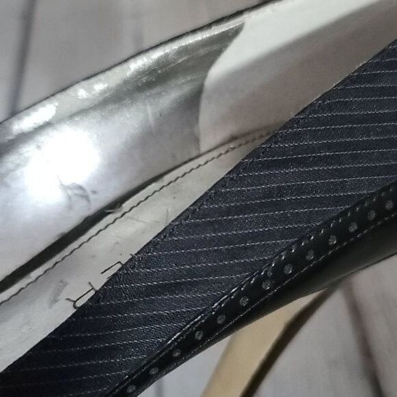 Marc Fisher Navy & Black Striped Bow Heels - Picture 11 of 13